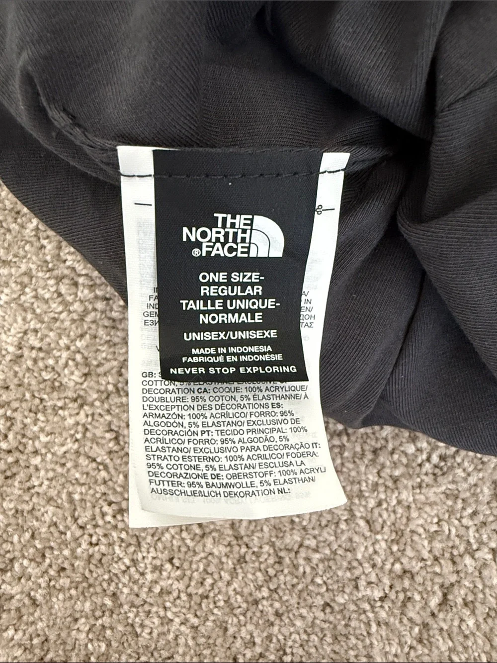The North Face Salty Black Ribbed Cuffed Beanie with Logo Patch